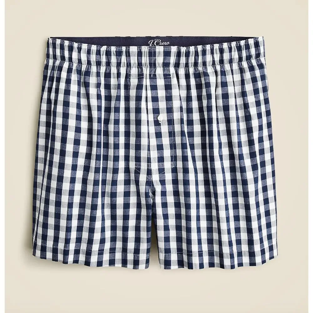 J.Crew Patterned Boxers Mens Gingham Navy Cotton Lounge Beach Sleep XS NWT